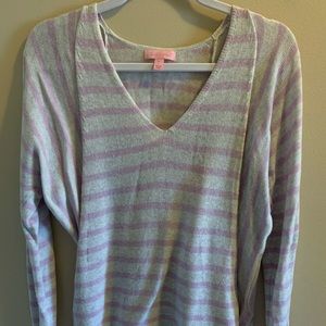 Lilly gray and lavender striped Stasia sweater